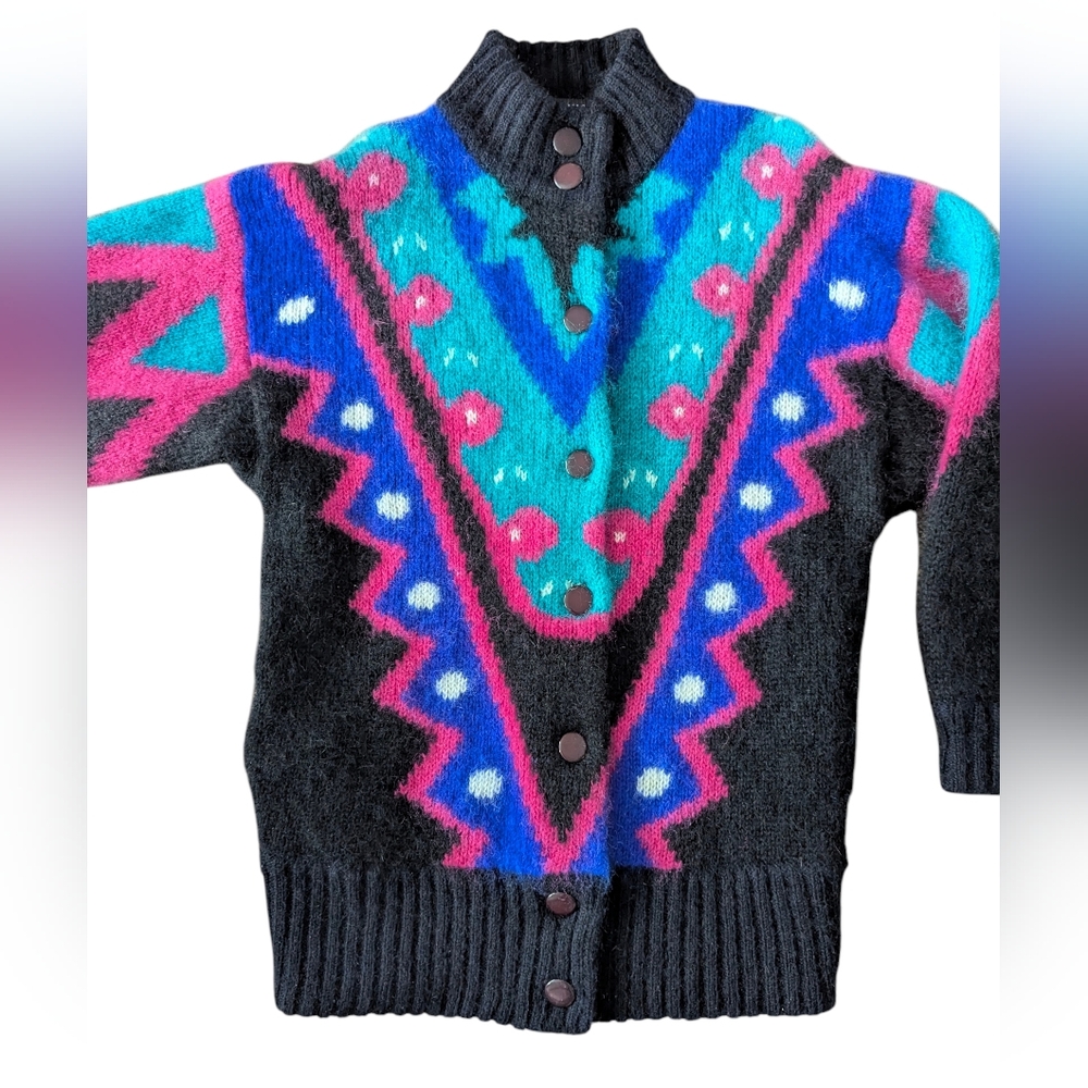 Vintage Geometric Mohair Cardigan